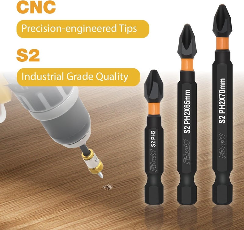 FWW 6 Pieces Strong Magnetic Screw Ring With 6 Pieces Ph2 Screwdriver Bit Set, 1/4 Inch/ 6.35 mm Universal Magnetic Screw Ring Bit for Hex Screwdriver and Power Bits - Image 3
